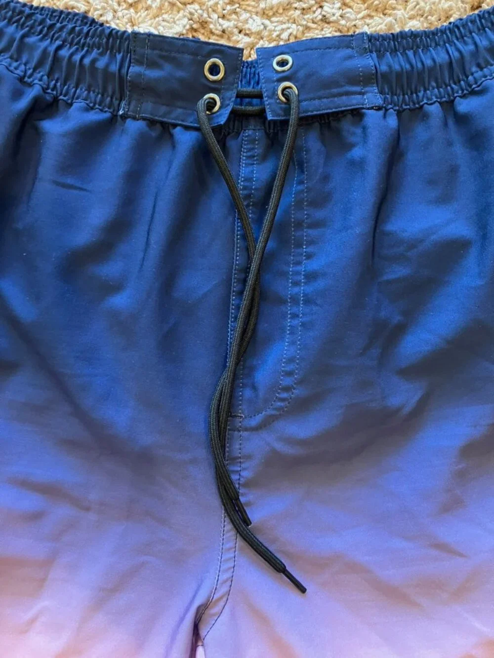Mens 2XL Swim Trunks Bundle Tropical Palm Ombre Blue Pink Tie Waist Board Shorts